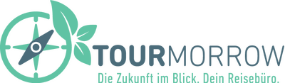 Logo Nachhaltigkeitssiegel TOURMORROW - Die Zukunft im Blick. Dein Reisebüro.