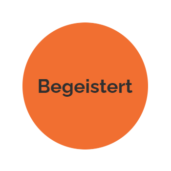 TourContact Wert: Begeistert - in einer orangen Bubble